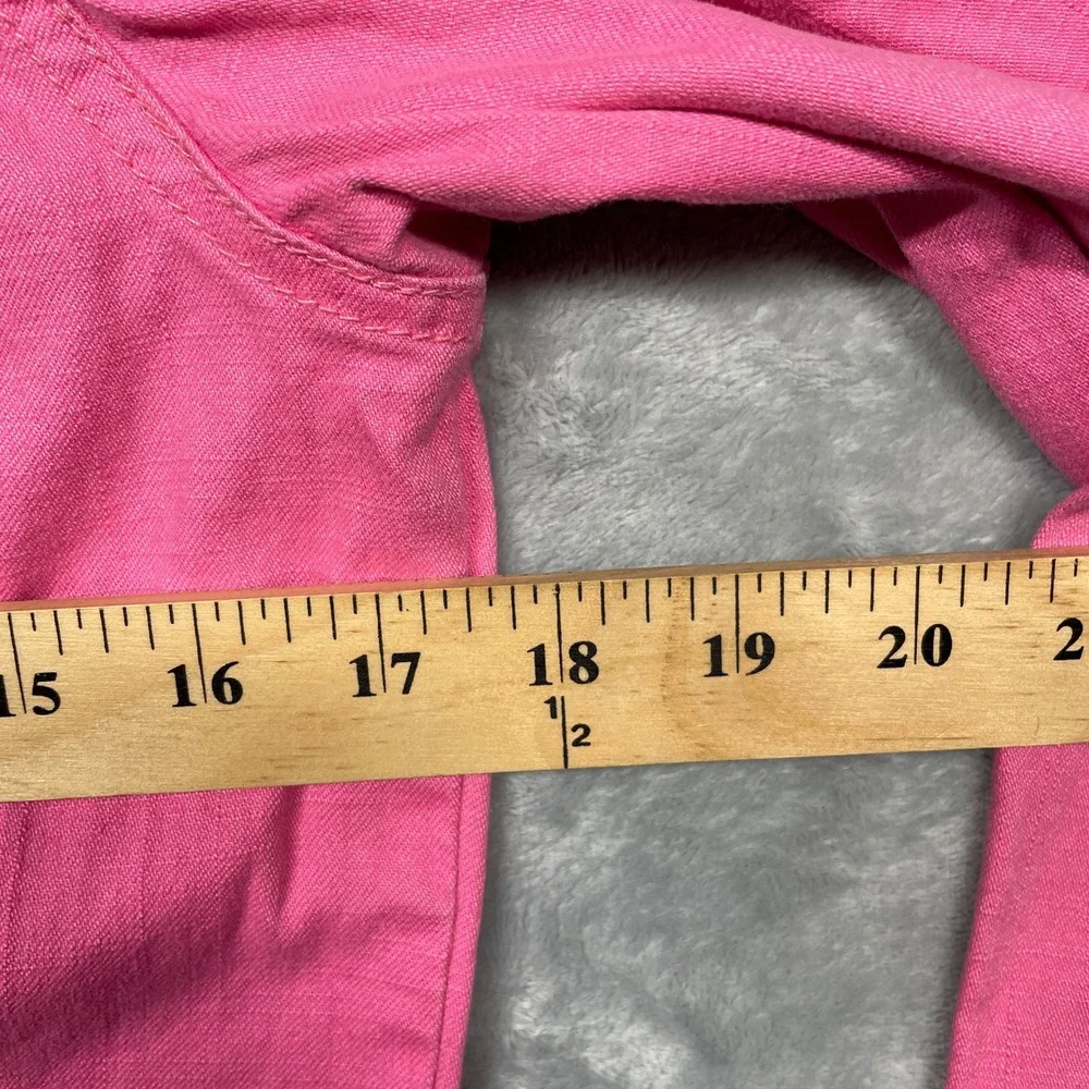 Liz Claiborne Denim Jacket Womens Small Pink Stretch Button Front‎ Trucker Coat